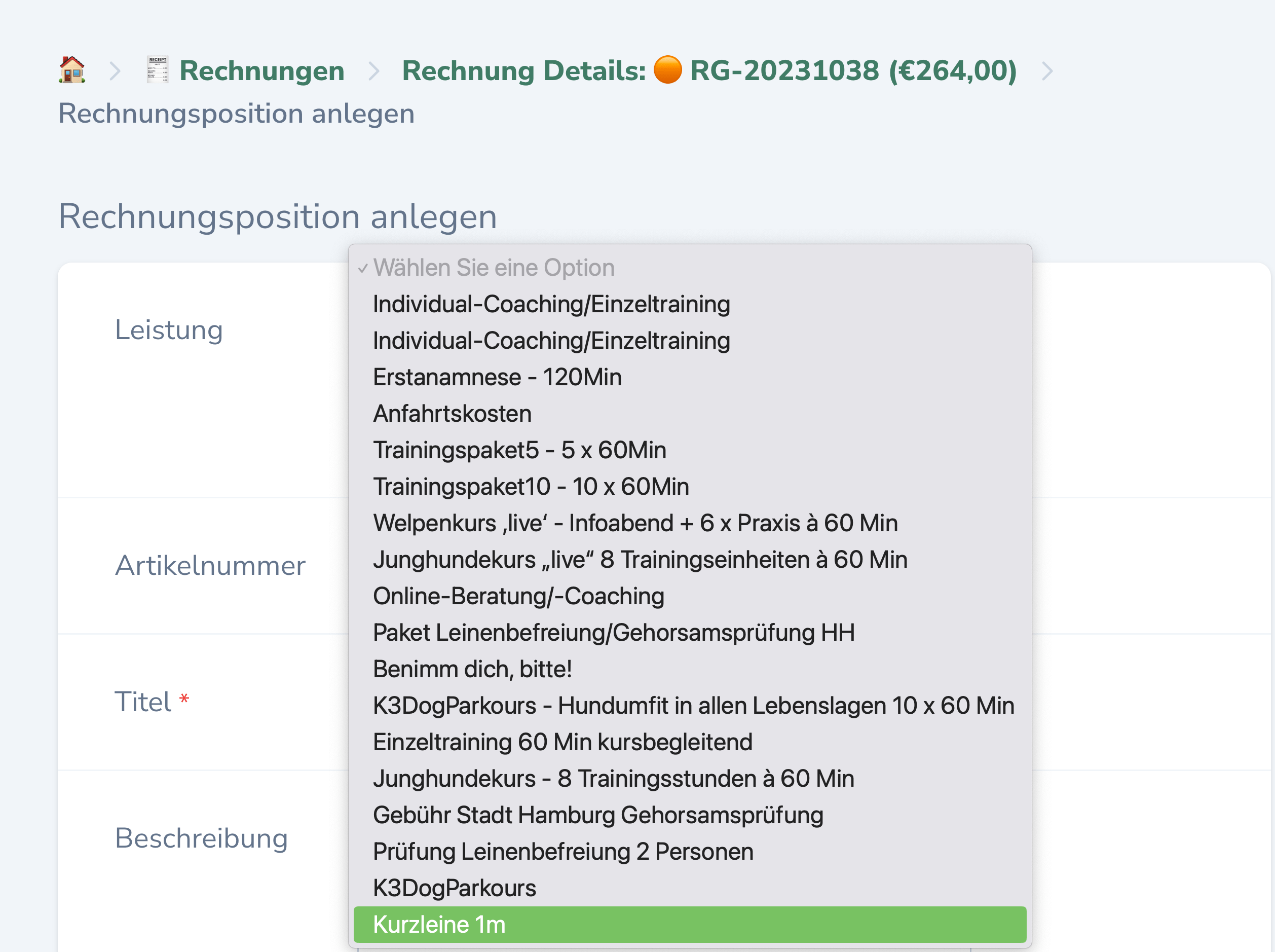 Rechnungspositionen